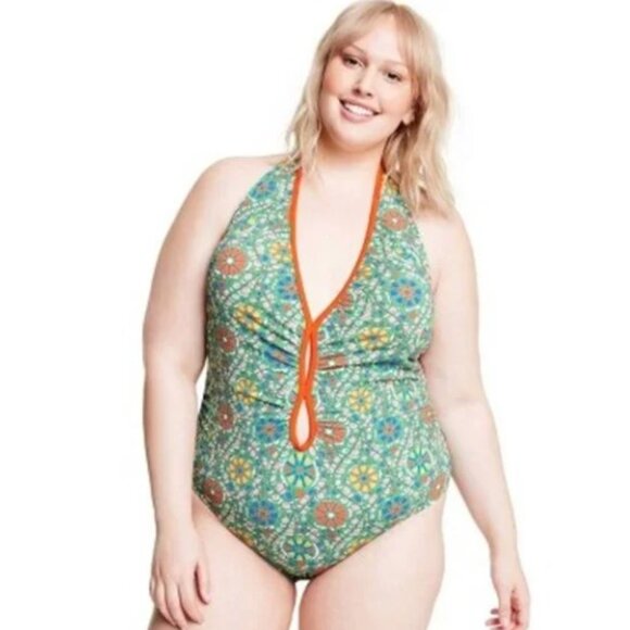 NWT RHODE Zinnia Floral Print Halter High-Leg Cheeky Swimsuit - Picture 5 of 7